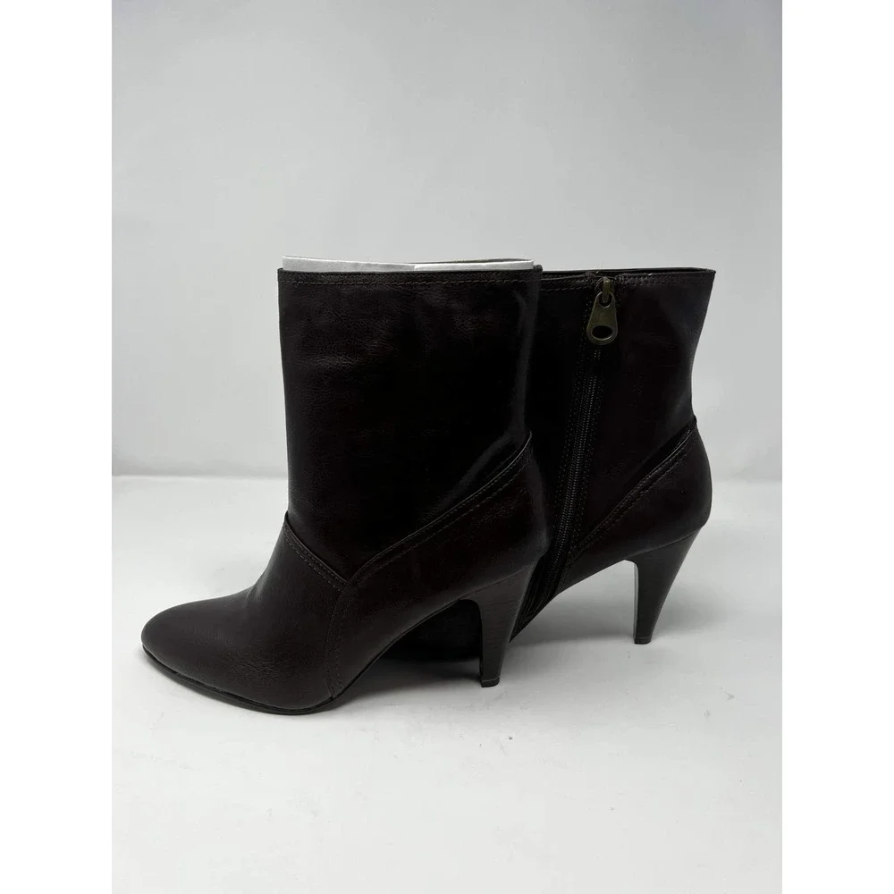Connie Patti 0060010-1 Women's Brown Leather Pointed Toe Ankle Bootie Size‎ 10M